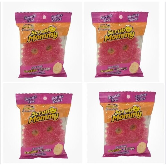Scrub Mommy Dual-sided Scrubber & Sponge by Scrub Daddy Pink & Yellow - 4 Pack - Picture 1 of 4